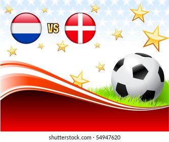 Netherlands versus Denmark on Abstract Red Background with Stars Original Illustration