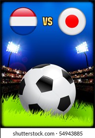 Netherlands versus Japan on Soccer Stadium Event Background Original Illustration