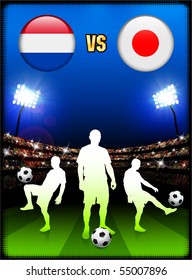 Netherlands versus Japan on Stadium Event Background Original Illustration