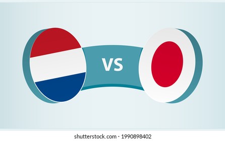 Netherlands versus Japan, team sports competition concept. Round flag of countries.