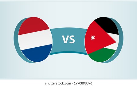 Niederlande gegen Jordanien, Teamsportwettbewerbkonzept. Länderflagge.