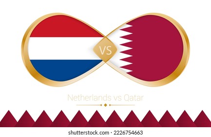 Netherlands versus Qatar golden icon for Football 2022 match. Vector illustration.