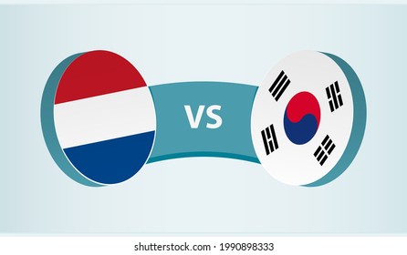 Netherlands versus South Korea, team sports competition concept. Round flag of countries.