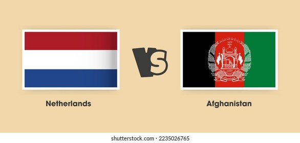 Netherlands vs Afghanistan flags placed side by side. Creative stylish national flags of Netherlands vs Afghanistan with background