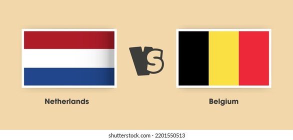 Netherlands vs Belgium flags placed side by side. Creative stylish national flags of Netherlands vs Belgium with background