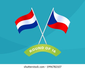 netherlands vs czech republic match vector illustration Football euro 2020 championship.