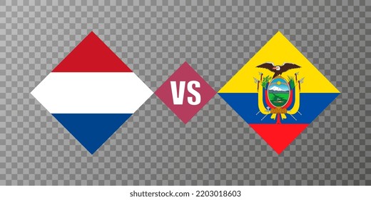 Concepto de bandera holandesa vs ecuador. Ilustración vectorial.