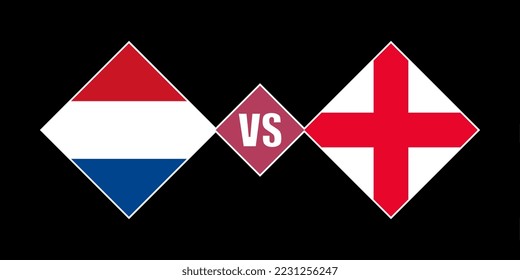 Concepto de bandera holandesa vs. inglesa. Ilustración vectorial.