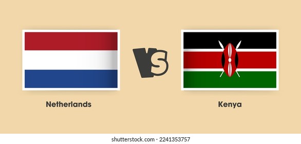 Netherlands vs Kenya flags placed side by side. Creative stylish national flags of Netherlands vs Kenya with background