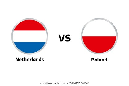 Netherlands vs Poland match , isolated on white background