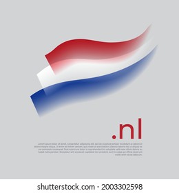 Netherlands watercolor flag. Holland flag colors stripes on white background. Vector stylized national poster design with nl domain, place for text. Tricolor. State dutch patriotic banner, cover