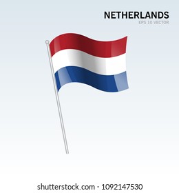Netherlands waving flag isolated on gray background