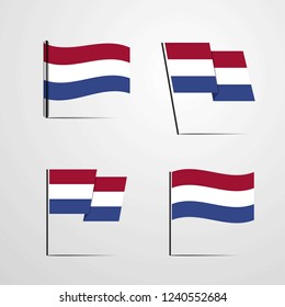 Netherlands waving flag set