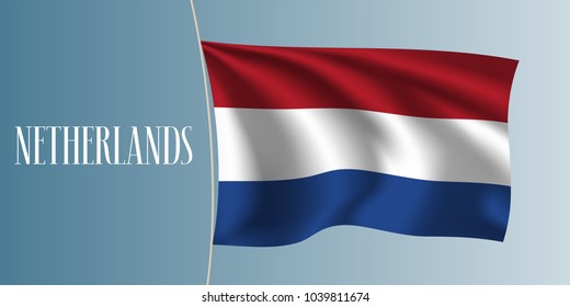 Netherlands waving flag vector illustration. Iconic design element as a national Dutch symbol