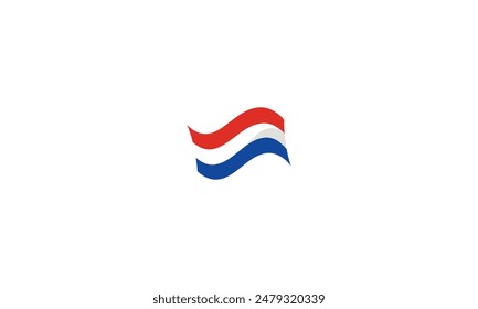 Netherlands wavy flag on white background. 