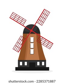 Netherlands windmill. famous landmark vector
