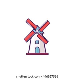 Netherlands Windmill Icon Illustration 