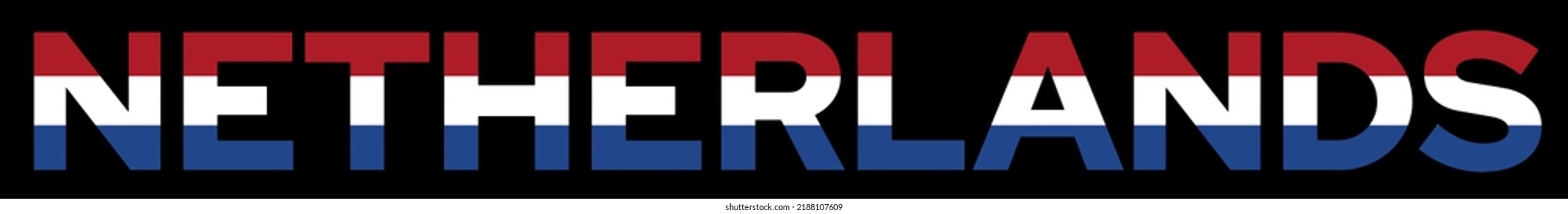 Netherlands word in flag style in vector