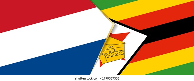 Netherlands and Zimbabwe flags, two vector flags symbol of relationship or confrontation.