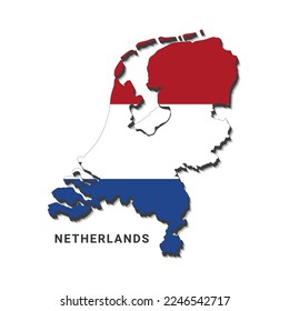 NetherlandsFlag on Map Vector Illustration