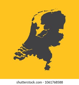 Netherlands,Holland  black map,border on orange background. Vector illustration.