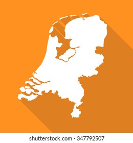 Netherlands,Holland map flat simple style with long shadow.