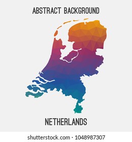 Netherlands,Holland map in geometric polygonal,mosaic style.Abstract tessellation,modern design background,low poly. Geometric cover, mockup. Vector illustration.