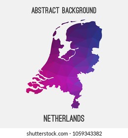 Netherlands,Holland map in geometric polygonal,mosaic style.Abstract tessellation,modern design background,low poly. Geometric cover, mockup. Vector illustration.