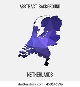 Netherlands,Holland map in geometric polygonal,mosaic style.Abstract tessellation,modern design background,low poly. Vector illustration.