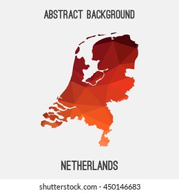 Netherlands,Holland map in geometric polygonal,mosaic style.Abstract tessellation,modern design background,low poly. Vector illustration.