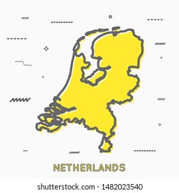 Netherlands,Holland map in thin line style with small geometric figures. Vector illustration modern concept