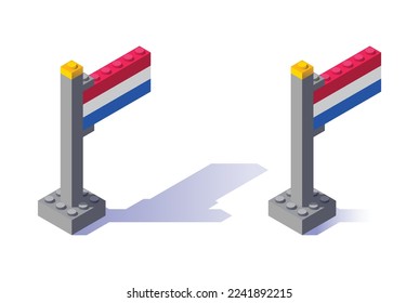 Netherlands.Interlocking plastic bricks. 3d flag. Vector	