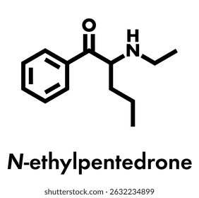 N-Ethylpentedrone synthetic cathinone drug molecule. Skeletal formula.