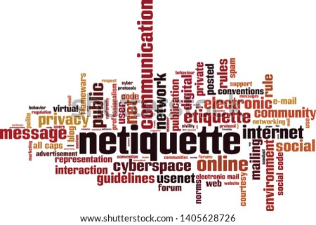 Netiquette word cloud concept. Collage made of words about netiquette. Vector illustration