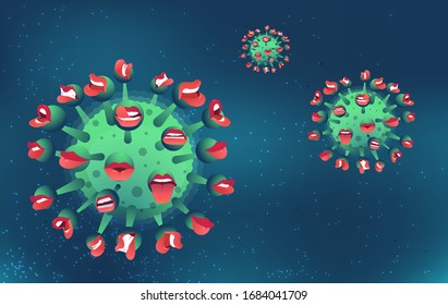 Netizens virus, word of mouth hoaxes. Very dangerous issue talk. Virus background with blur effect. Fake News. Deadly type of virus COVID-19, science concept banner. Micro bacteria background. Virus. 