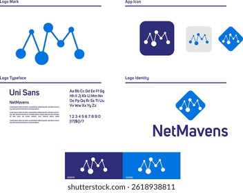 Conceito de design de marca de logotipo de rede Netmavens, ideia de design de logotipo de rede
