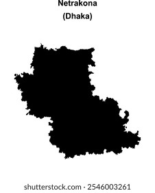 Mapa de contornos em branco do distrito de Netrakona