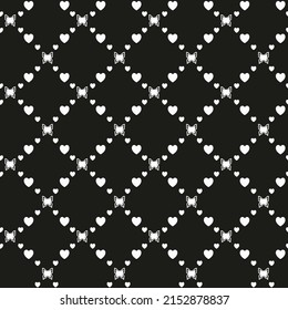 Netting abstract seamless pattern with butterflys and hearts. Cute grid Y2K background. Nostalgic 2000s vector print. Retro girly lattice backdrop 1990s style