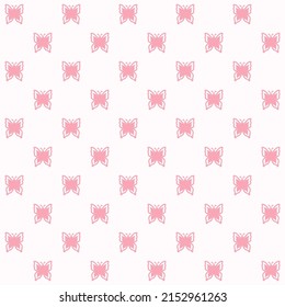 Netting abstract seamless pattern with butterflys. Cute grid Y2K background. Nostalgic 2000s vector print. Retro girly lattice backdrop 1990s style