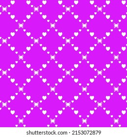 Netting abstract seamless pattern with butterflys and hearts. Cute grid Y2K background. Nostalgic 2000s vector print. Retro girly lattice backdrop 1990s style