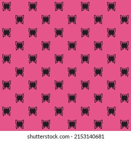 Netting abstract seamless pattern with butterflys. Cute grid Y2K background. Nostalgic 2000s vector print. Retro girly lattice backdrop 1990s style