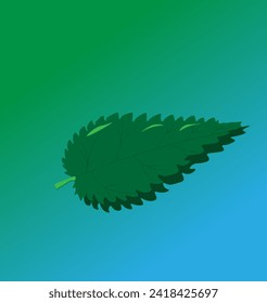 nettle leaf carved green on a green-blue background