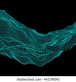 Network Abstract Background. Connection Structure. Futuristic Technology Style. 3D Perspective Grid. Motion Illustration. 