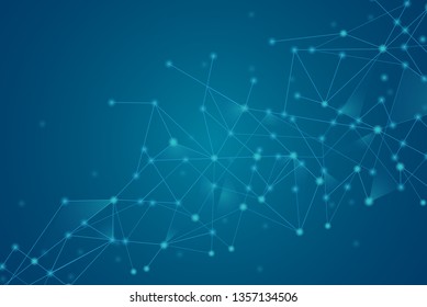 Network abstract connection isolated on blue background. Network technology background with dots and lines for backdrop and ai design.Modern abstract concept. Vector illustration of network technology