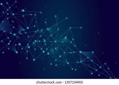 Network abstract connection isolated on blue background. Network technology background with dots and lines for backdrop and ai design.Modern abstract concept. Vector illustration of network technology