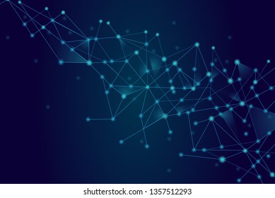 Network abstract connection isolated on blue background. Network technology background with dots and lines for backdrop and ai design.Modern abstract concept. Vector illustration of network technology