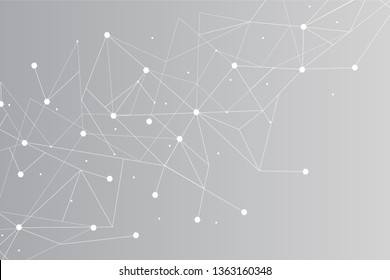 Network abstract connection isolated on gray background. Network technology background with dots and lines for backdrop and ai design. Modern abstract concept.Vector illustration of network technology