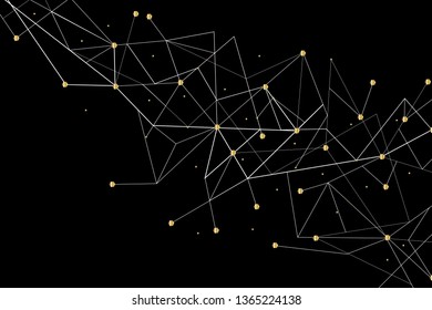 Network abstract connection isolated on black background. Network technology background with dots and lines for backdrop and ai design.Modern abstract concept.Vector illustration of network technology