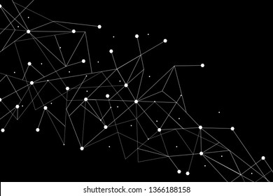 Network abstract connection isolated on black background. Network technology background with dots and lines for backdrop and ai design.Modern abstract concept.Vector illustration of network technology