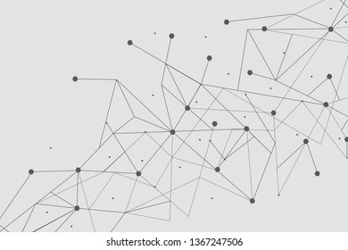 Network abstract connection isolated on gray background. Network technology background with dots and lines for backdrop and ai design. Modern abstract concept.Vector illustration of network technology
